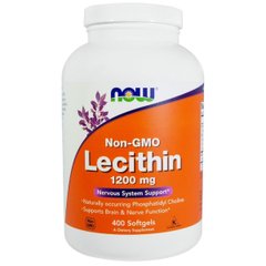 Лецитин 1200мг, Lecithin, NOW, 400 желатиновых капсул