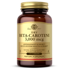 Бета каротин Dry Beta Carotene Solgar, 3000 mcg, 250 таблеток солгар