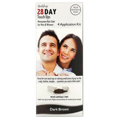 Перманентная краска для волос для мужчин и женщин, темный коричневый, 28 Day Touch Ups, Medium Brown, Godefroy, 4 предмета в наборе