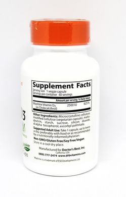 Витамин д3 Doctor's BEST Vitamin D3 2500 IU 60 капсул