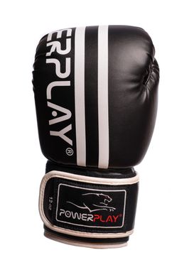 Боксерские перчатки PowerPlay 3010 черно-белые 8 унций