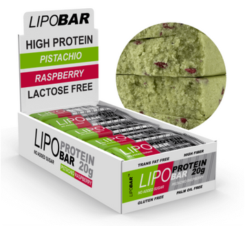 Протеїнові батончики Lipobar Lipobar 20х50 г Pistachio-Raspberry