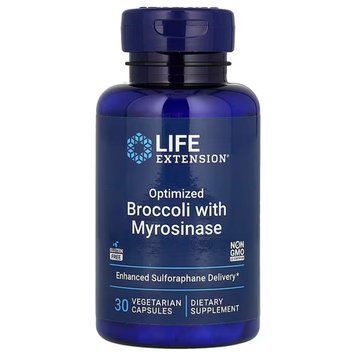 Брокколи с мирозиназой, Optimized Broccoli with Myrosinase, Life Extension, оптимизированная смесь, 30 вегетарианских капсул
