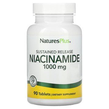Ниацинамид, Niacinamide, Nature's Plus, 1000 мг, 90 капсул
