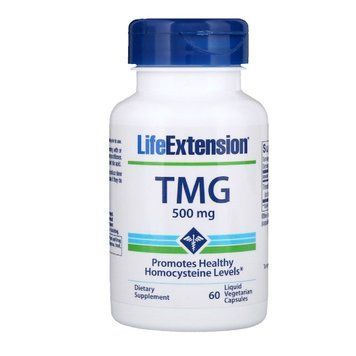 Триметилглицин, ТМГ, TMG, 500 мг, Life Extension, 60 вегетарианских капсул