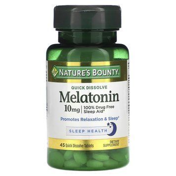 Мелатонін швидко розчинний, 10 мг, смак вишні, Melatonin, Nature's Bounty, 45 таблеток