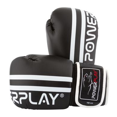 Боксерские перчатки PowerPlay 3010 черно-белые 8 унций