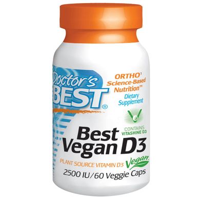 Веганські Вітамін D3 2500IU, Doctor's Best, 60 гелевих капсул