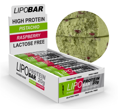 Протеїнові батончики Lipobar Lipobar 20х50 г Pistachio-Raspberry