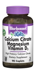 Цитрат Кальцію, Магній + Вітамін D3, Bluebonnet Nutrition, 90 капсул