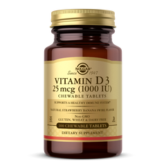 Витамин Д3 натуральный вкус клубники и банана Solgar (Vitamin D3 Natural Strawberry And Banana Flavor) 1000 МЕ 100 жевательных таблеток