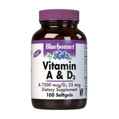 Вітамін А + Д3 Bluebonnet Nutrition Vitamin A & D3 3000 mcg/10 mcg 100 м’які капсули