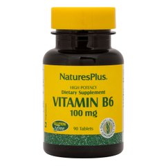 Витамин В-6, Vitamin B6, Nature's Plus, 100 мг, 90 Таблеток