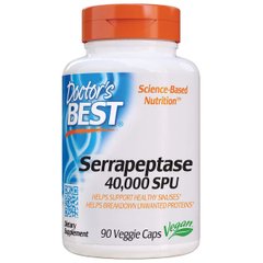 Серрапептаза , Serrapeptase, Doctor's Best, 40,000 SPU, 90 капсул