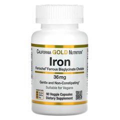 Железо Бисглицинат, Ferrochel Iron Bisglycinate , California Gold Nutrition, 36 мг, 90 растительных капсул
