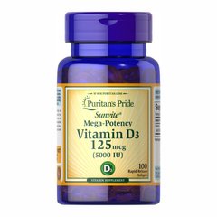 Вітамін Д3 Puritan's Pride Vitamin D-3 125mcg (5000 IU) Sunvite Mega Potency 100 таблеток