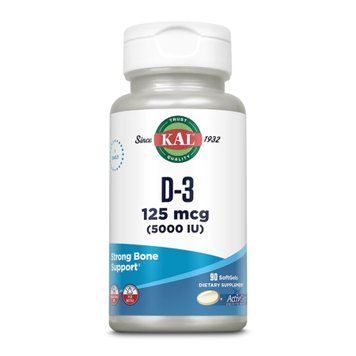 Вітамін Д3 KAL Vitamn D-3 5000 IU 125 mcg 90 М&rsquo;яких Капсул
