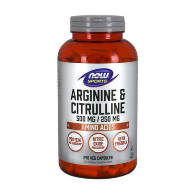 Комплекс амінокислот Now Foods Arginine & Citrulline 500 mg / 250 mg 240 капс