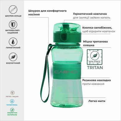 Пляшка для води CASNO 400 мл KXN-1104 Tritan Зелена