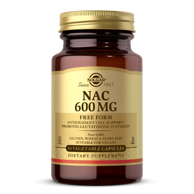 NAC N-Ацетил-L-Цистеин , Solgar, 600 мг, 30 вегетарианских капсул