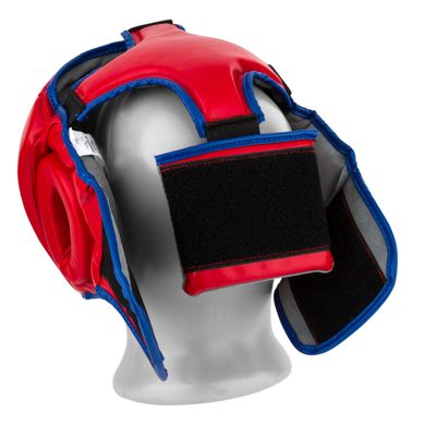 Боксерский шлем тренировочный PowerPlay 3068 PU + Amara Красно-Синий M