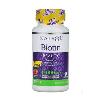 Біотин Natrol Biotin Beauty 10000 mcg 60 таблеток