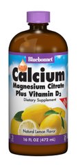 Рідкий Кальцій Цитрат Магнію + Вітамін D3, Смак Лимона, Bluebonnet Nutrition, 16 рідких унцій (472 мл)