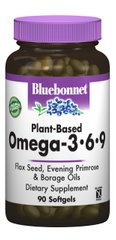 Омега 3-6-9 на Растительной Основе 1000мг, Bluebonnet Nutrition, 90 желатиновых капсул