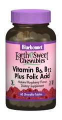 Вітамін В6, B12 + Фолієва кислота, Смак Малини, Earth Sweet Chewables, Bluebonnet Nutrition, 60 жувальних