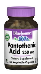 Пантотенова кислота (B5) 250мг, Bluebonnet Nutrition, 60 гелевих капсул