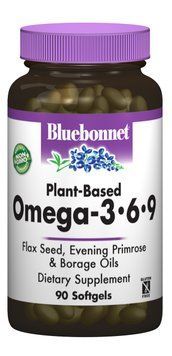 Омега 3-6-9 на Рослинної Основі 1000мг, Bluebonnet Nutrition, 90 желатинових капсул