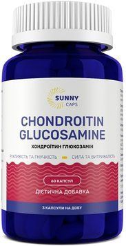 Хондроитин и глюкозамин, Chondroitin and Glucosamine Powerful, Sunny Caps, 60 капсул