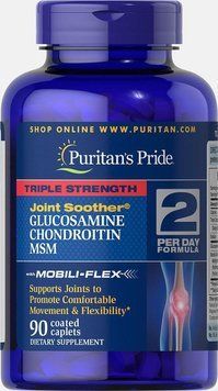 Глюкозамін хондроїтин МСМ Puritan's Pride Triple Strength Glucosamine Chondroitin & MSM 90 таб