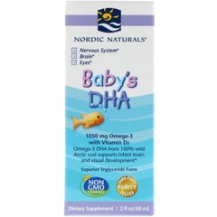 Рыбий жир (ДГК) для Детей с Витамином D3, Baby's DHA, with Vitamin D3, Nordic Naturals, 60 мл