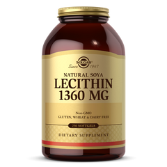 Лецитин Неотбеленный 1360 мг, Natural Soya Lecithin, Solgar, 250 желатиновых капсул