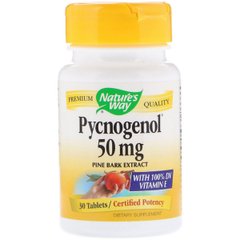 Пикногенол,кт Сосновой Коры, Pycnogenol, Pine Bark Extract, Nature's Way, 50 мг, 30 Таблеток