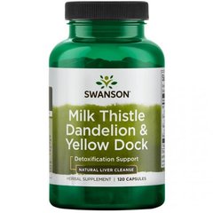 Экстракт молочного чертополоха и желтый док Swanson Milk Thistle Dandelion Yellow Dock 120 капсул
