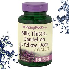 Силимарин Расторопша Piping Rock Milk Thistle Dandelion & Yellow Dock 180 капсул