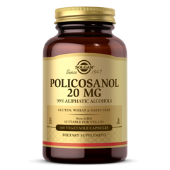 Поликозанолом, 20 мг, Policosanol, Solgar, 100 вегетарианских капсул