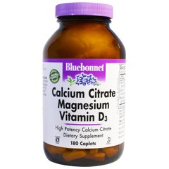 Цитрат Кальция Магний + Витамин D3, Bluebonnet Nutrition, 180 капсул