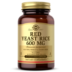 Червоний дріжджовий рис, Red Yeast Rice, Solgar, 600 мг, 30 вегетаріанських капсул