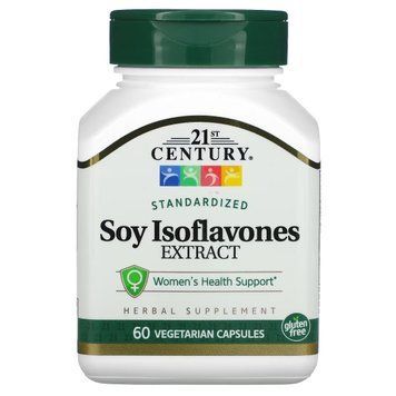 Соевые Изофлавоны, Standardized Soy Isoflavones Extract, 21st Century, 60 вегетарианских капсул