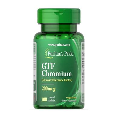 Хром дріжджі GTF Puritan's Pride GTF Chromium 200 mcg 100 таб