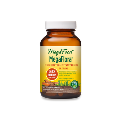Пробиотики MegaFlora for Over 50, Probiotic with Turmeric, MegaFood, 90 капсул