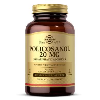 Поликозанолом, 20 мг, Policosanol, Solgar, 100 вегетарианских капсул