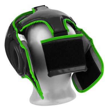Боксерский шлем тренировочный PowerPlay 3068 PU + Amara Черно-Зеленый XS