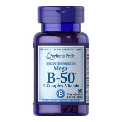 Комплекс вітамінів групи Б Puritan's Pride Vitamin B-50 Complex Timed Release 60 таблеток