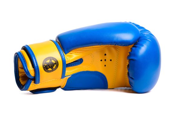 Боксерські рукавиці PowerPlay 3004 JR Синьо-Жовті 6 унцій