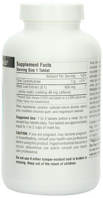 Падуб Парагвайський (Парагвайський Чай Мате) 600мг, Source Naturals, 90 таблеток