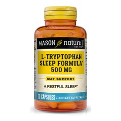 L-триптофан 500 мг, Формула для сна, L-Tryptophan Sleep Formula, Mason Natural, 60 капсул